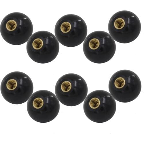 10pcs M6 x 25mm Ball Knob Copper Insert Machine Tool Replacement 6mm Thread 25mm Ball Diameter Bakelite Black Ball Lever Knob
