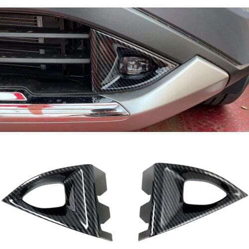 Car Styling 2PCS Carbon Fiber Printed Front Fog Light Lamp Garnish Cover Trim for Nissan Rogue X-Trail T33 2021 2022