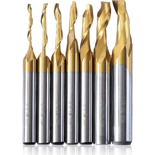 HSS Titanium End Mill CNC Engraving Router Bits Single Flute Spiral Milling Cutter 3/4/5/6/8/10/12mm For Aluminum