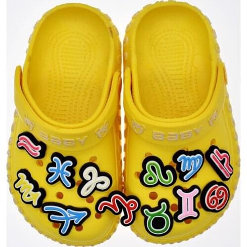 10PCS PVC Shoe Buckle Accessories DIY 12 constellation Combination Shoes Decoration Jibz for Croc Charms Bracelets Kids Gifts