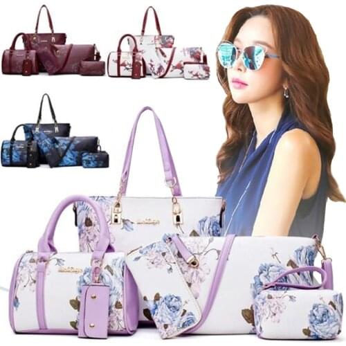 2021 Womens Shoulder Bag Womens Handbag 6 Piece Set Of Chinese Style Leather Bags Clutch Wallet Composite Bag Crossbody