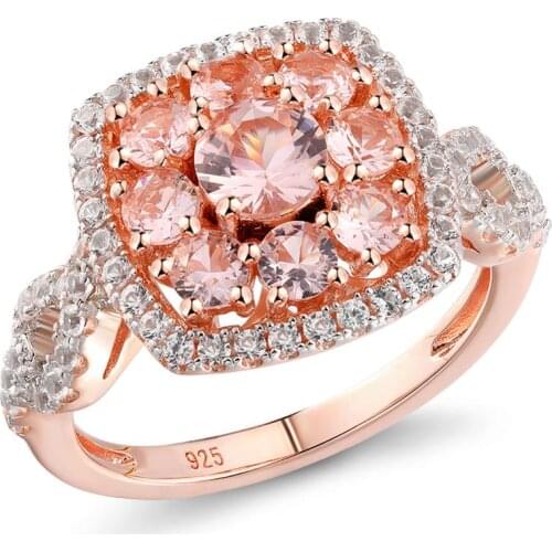 GZ ZONGFA Fashion Pink Morganite Gem Ring Classic 925 Sterling Silver Jewelry Lady Jewelry Wedding Ring