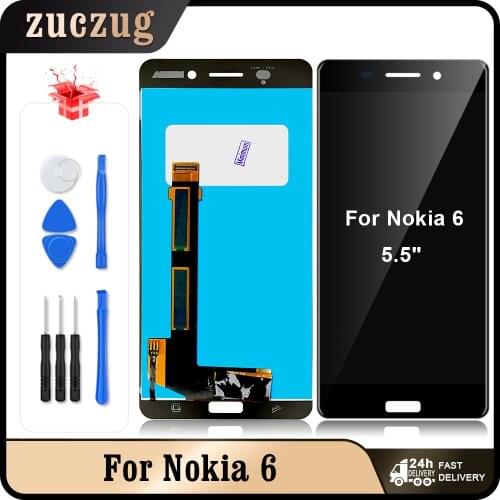 For Nokia 6 N6 TA-1021 LCD Display Touch Screen Digitizer Assembly Replacement Parts For Nokia6 TA-1033 TA-1025 5.5" Screen