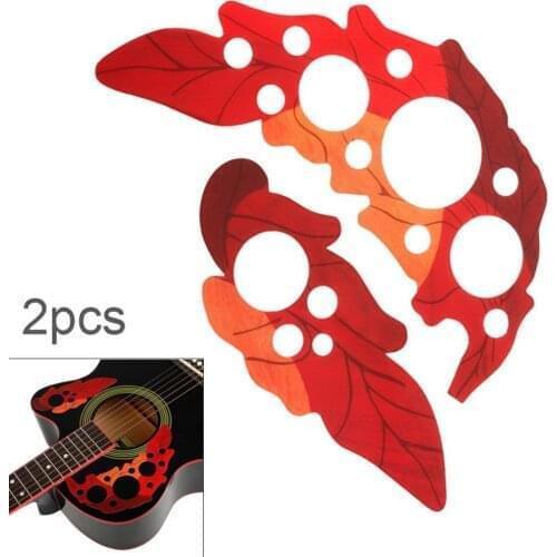 1 Pair 41 Inch Acoustic Guitar Hole Guard Red Grape Leaf Shape Self Adhesive Pickguard Guitar Guitar Guards Accessory