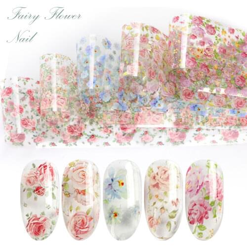 10 colours Nail Leaf Stickers Varnish Mix Rose Flower Transfer Foil Nails Decal Cursors For Nail Art Decoration Manicure D