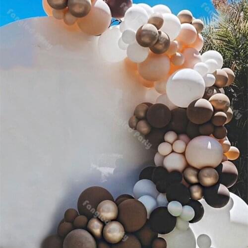 116pcs Coffee Chrome Champagne Balloons Garland White Arch Kit Cream Peach Balloon Baby Shower Birthday Valentines Day Decor
