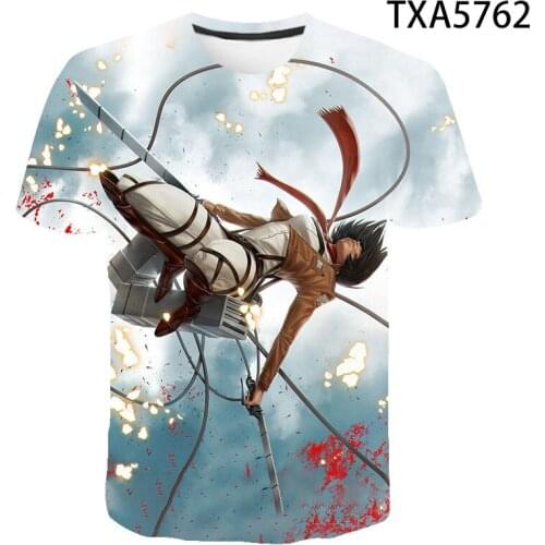 2021 3D Print Women Men Attack on Titan Shingeki No Kyojin Tshirt Summer T-shirt Hip Hop Pullover Short Sleeve Clothes Boys