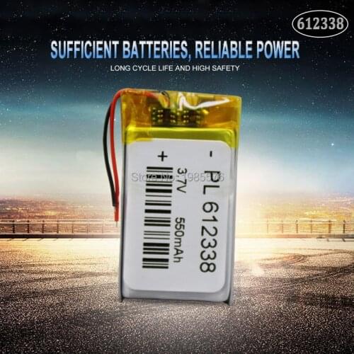 3.7V 550mah 612338 Lithium Polymer Li-Po li ion Rechargeable Battery For dvr MP3 MP4 MP5 battery Bluetooth headset Lipo cell
