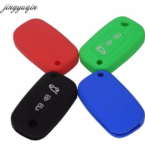 Jingyuqin Silicone Remote Car Key Case Cover For LADA Priora Sedan Sport Kalina Granta Vesta XRay 3 Buttons Styling Protector