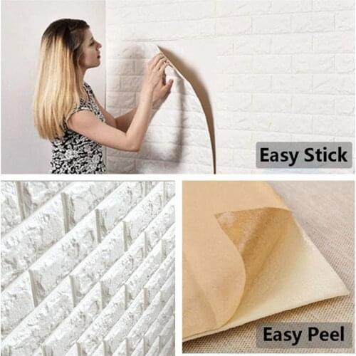 3D Wall Stickers Brick Bedroom Living Room Home Decor Waterproof Self-adhesive Wallpaper Kids Kitchen Bathroom TV Backdrop 60*60