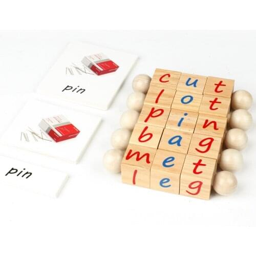 Manipulative Alphabet Blocks Wooden Letter Blocks Spinning Words Spelling Reading Toys Montessori Educational Toys for Toddlers