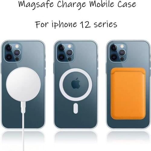 Magsafe Phone Case for iphone 12 12 Pro Case Transparent Wireless Charger Magnetic Cover for iphone 12 Pro Max 12 Mini 12 Coques