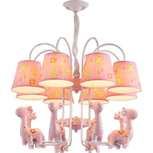 Home decor modern chandelier lighting kids baby room decor chandeliers living room lights pink blue girafe lustre led hanglamp