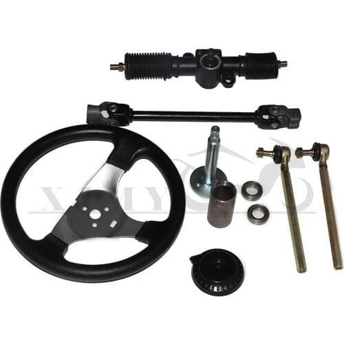 GO KART KARTING ATV UTV Buggy 320MM Steering Gear Rack Pinion U Joint Tie Rod With Steering Wheel