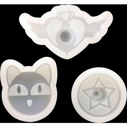 K3KF 3Pcs DIY Cartoon Heart Cat Star Pendant Resin Casting Mold Jewelry Making Tools