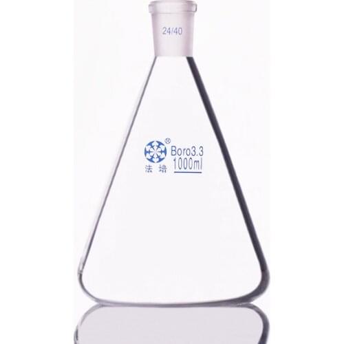 Conical flask with standard ground-in mouth,Capacity 1000ml,joint 24/40,Erlenmeyer flask without tick mark