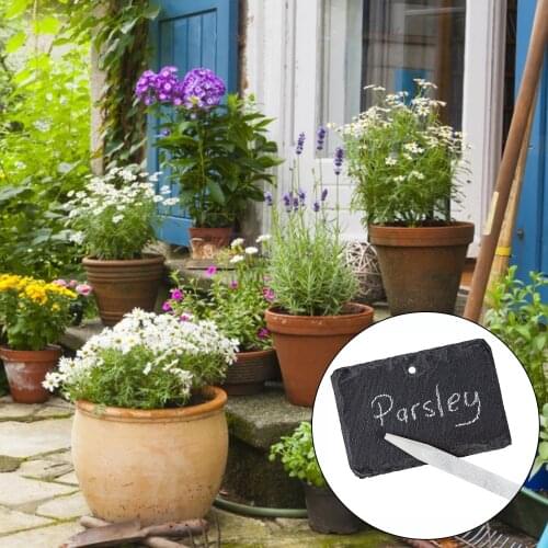 Plant Markers 10pcs Garden Logo Tags Weatherproof And Reusable Natural Slate Hanging Tags Used On Stainless Steel Metal Poles