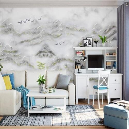 Milofi custom photo wallpaper home decoration Chinese artistic conception abstract ink landscape living room background wall