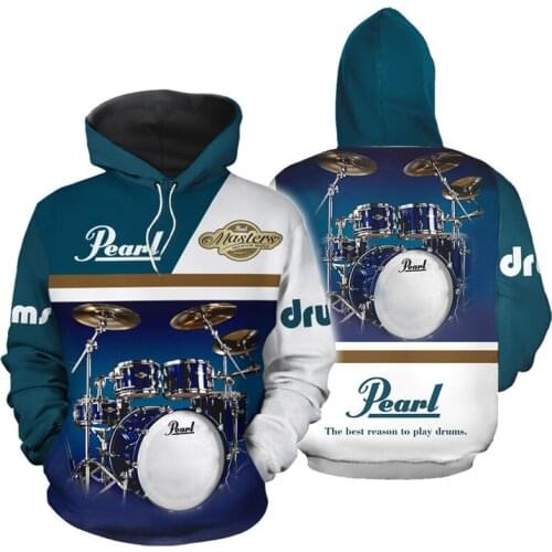 Pearl Drum 3D All Over Printed Men Hoodie Unisex Harajuku Casual Sweatshirt Autumn Winter Fashion Zip Hoodies Jacket