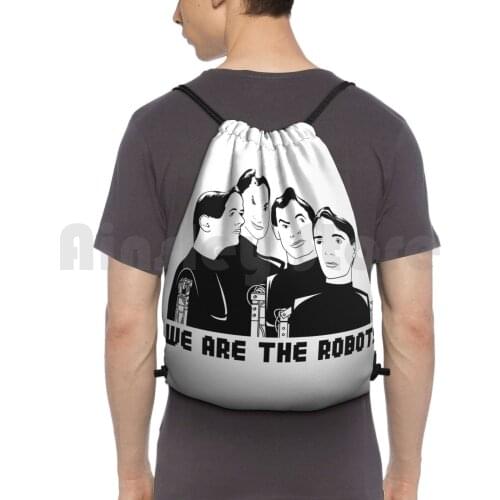 We Are The Robots Backpack Drawstring Bags Gym Bag Waterproof Kraftwerk Robots Robotic Music Electro Synth Electronic