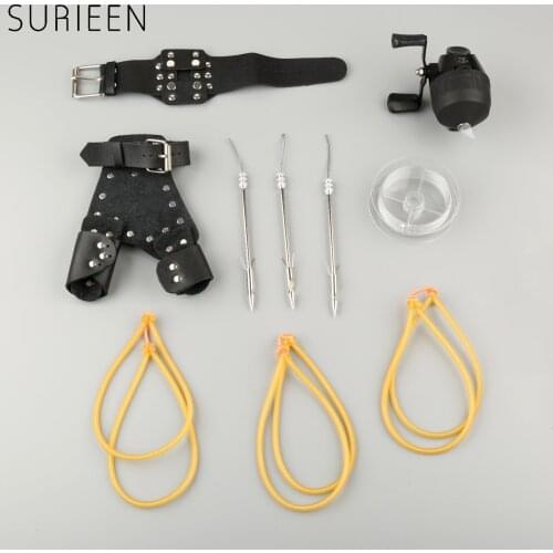 6PCS Right Hand Archery Shooting Fishing Slingshot Set Hunting Catapult Combination Arrow Shoot Broadheads Hand Wrist Protector
