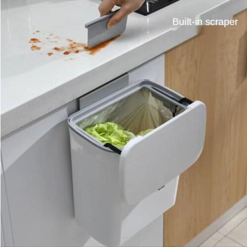Wall Mounted Trash Can Bin 7L / 9L with Lid Waste Bin Kitchen Cabinet Door Hanging Trash Bin Garbage Car Recycle Dustbin Rubbish