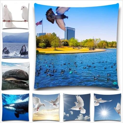 Cotton Polyester Pillow cases Dove Pattern Square Cushion cover Animal Simple Office Home Decorative