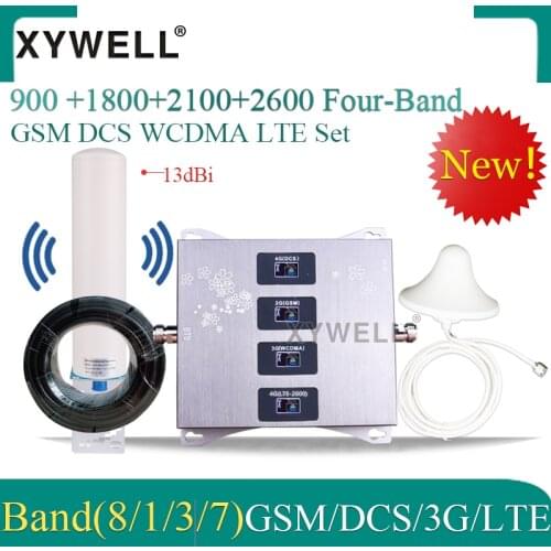 New!! 900/1800/2100/2600mhz Four-Band Mobile Signal Booster gsm repeater 2g 3g 4g DCS WCDMA LTE GSM 4g Cellular Amplifier