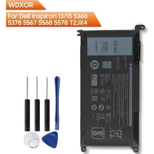 Original Laptop Battery WDX0R T2JX4 3CRH3 WDXOR for Dell Inspiron 13 5000 5368 5378 7368 14 7000 7460 5567 7560 15MF FW8KR 42Wh