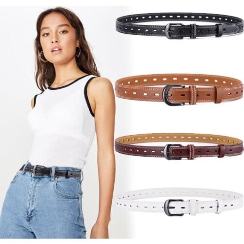 Retro Hollow Belt for Women Casual Pin Buckle Jeans Decorative Ladies Belt Luxury Brand Belts Leather Waistband Pant Belt