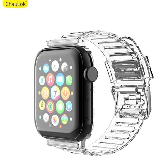 2021 Crystal Clear Watch Band Strap for Apple Watch Band Series 6 5 4 3 2 1 SE Women Soft Transparent for Iwatch Sports Band