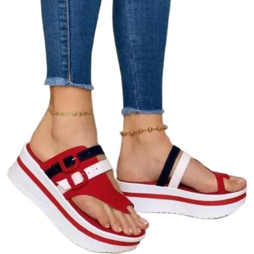 Annabelle Platform Sandals Women Sandals Vintage Wedge Shoes Woman Buckle Strap Straw Thick Bottom Flats Platform Sandals Flock