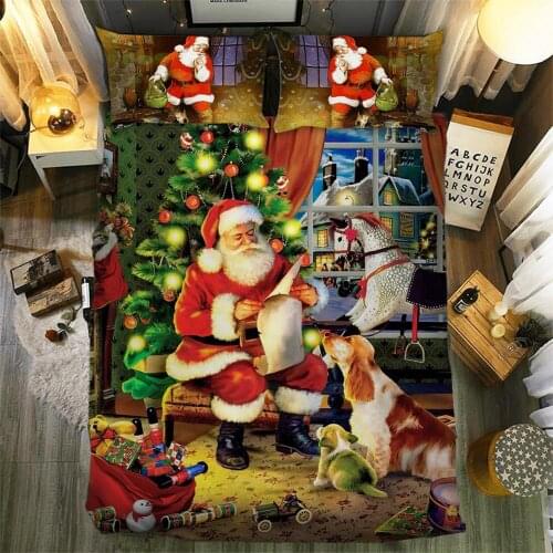 Santa Claus Duvet Cover King Size Christmas Gifts For Kids Bed Linen Set High Quality Comforter Bedding Queen