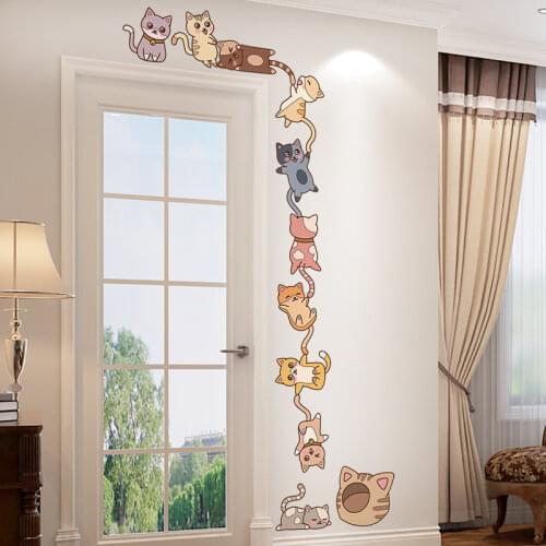 [SHIJUEHEZI] Cats Wall Sticker DIY Animals Wall Decals for Kids Room Baby Bedroom Nursery Door Home Decoration Accessories