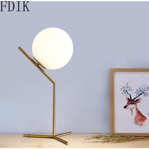 Modern LED Table Light Bedroom Bedside Table Lamp Creative Round Ball Golden Lamps Home Decoration Luminaire Lighting Fixtures