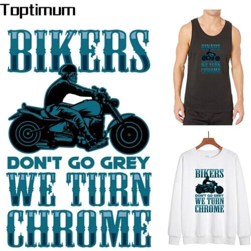 Cool Motorcycle Heat Transfer iron on sticker for fabric Clothes DIY T Shirt Iron on Patches for Clothing Appliques Accessories