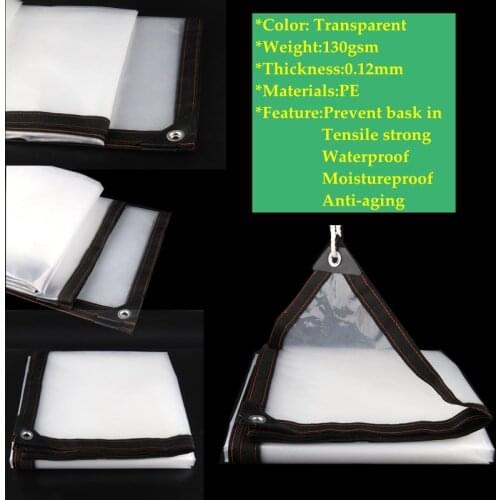 Thickness 0.12mm Transparent PE Tarpaulin Waterproof Sunshade Cloth Garden Courtyard Truck Car Canvas Cover Rainproof Cloth