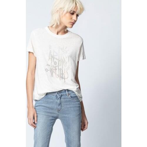 Slim Women Summer Fashion Diamonds Short Sleeve O-Neck Cotton T-Shirt Ladies High Street Loose Tee Female Brand Casual Top ML071