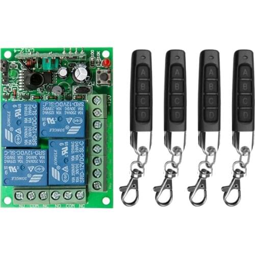 Smart Multiple DC 24V10A 433 MHz 4CH 4 CH 4 Channel Wireless Relay RF Remote Control Switch Receiver+Transmitter