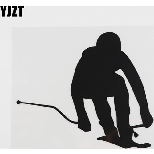 YJZT 14.2CMX12.2CM High Quality Skiing Ski Decal Vinyl Car Sticker Black/Silver 8A-0222