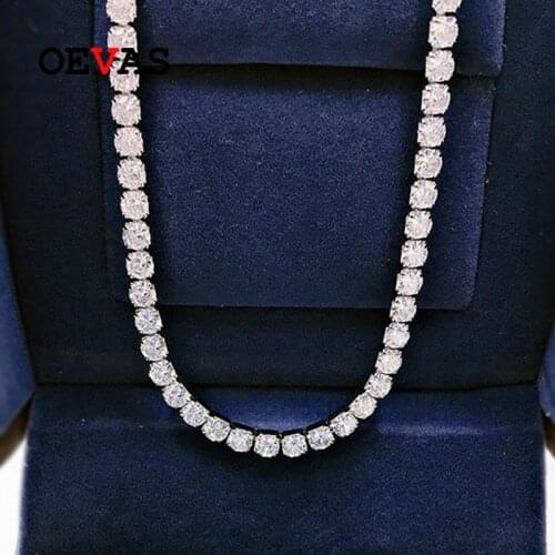 OEVAS 100% 925 Sterling Silver 4*4mm Full High Carbon Diamond Necklace For Women Sparkling Wedding Party Fine Jewelry Wholesale