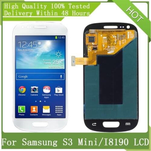 For SAMSUNG Galaxy 4.0“ Super AMOLED S3 Mini GT-i8190 i8195 i8200 LCD Display Touch Digitizer Assembly With Frame Replacement