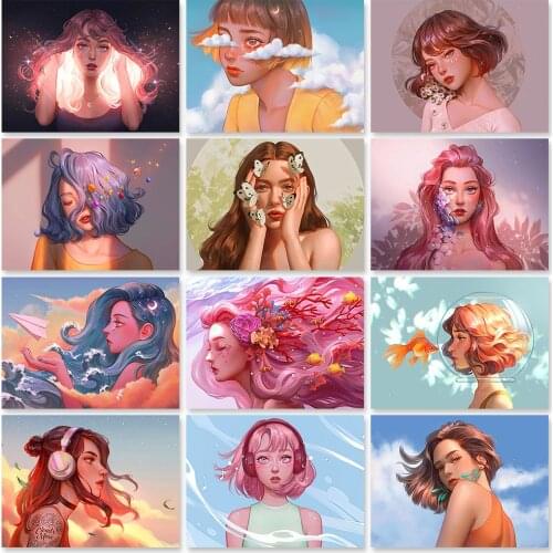 ZOOYA 5D DIY Diamond Painting Cartoon Girl Diamond Embroidery Portrait Full Square Round Diamond Mosaic Home Decoration Gift