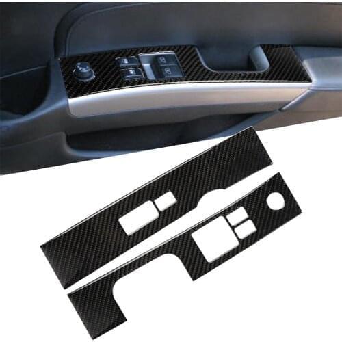 2x Car Interior Window Lift Switch Panel Cover Decorative Trim For Nissan 350Z 2006 2007 2008 2009 Carbon Fiber ABS Plastic