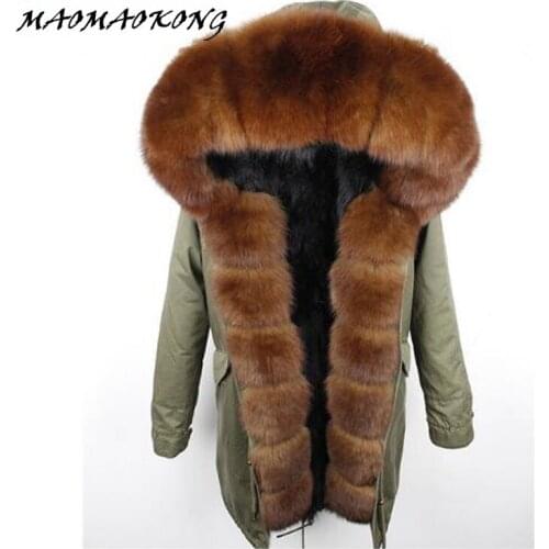 2018 Real Raccoon Fur liner Parka natural fox collar winter jacket coat free shipping DHL 5-7 days