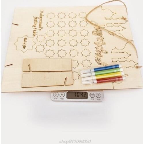 2021 New Wooden Ramadan Countdown Calendar DIY Graffiti EID Mubarak Decoration with Pens