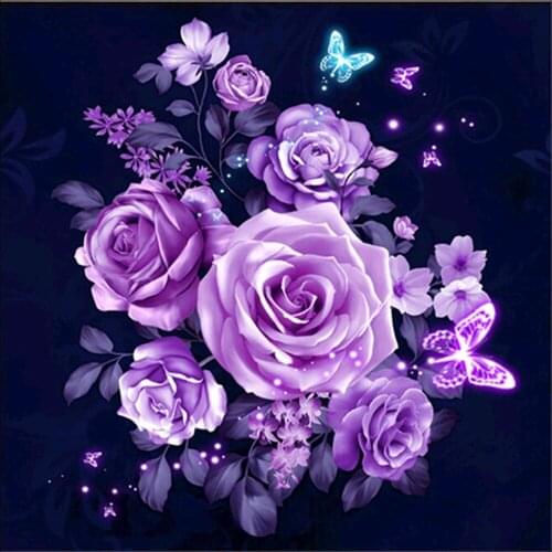 5D diamond painting full diamond new product purple rose diamond mosaic embroidery decoration home decoration