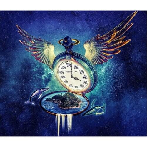 5D Diy Diamond Painting Landscape Pocket watch Cross Stitch Full Drill Rhinestones dolphin waterfall Embroidery Home Decor