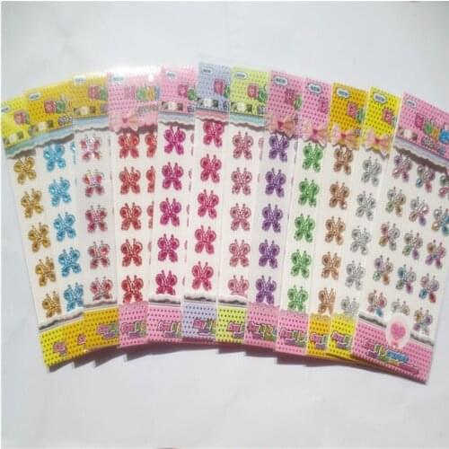 Acrylic Crystal silver Butterfly Sticker kids Rhinestones Adhesive Diy Mobile phone shell Children gift Kindergarten toy sticker