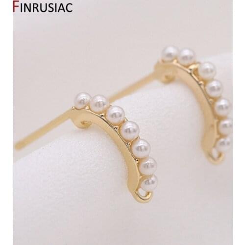 2020 Korean Earrings Accessories Findings High Quality Brass Metal with 14K Gold Plated Inlaid Pearl Earring Hooks Fittings